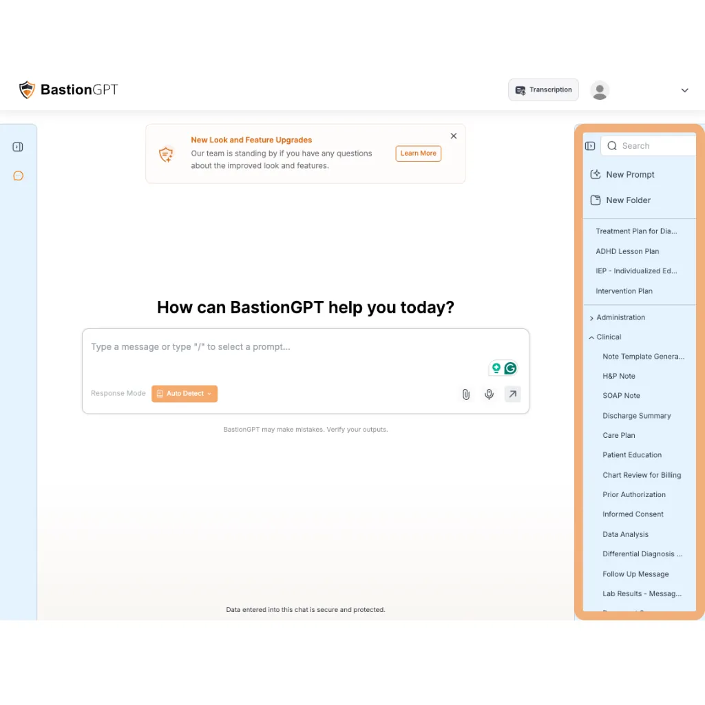 BastionGPT Prompt Library guide